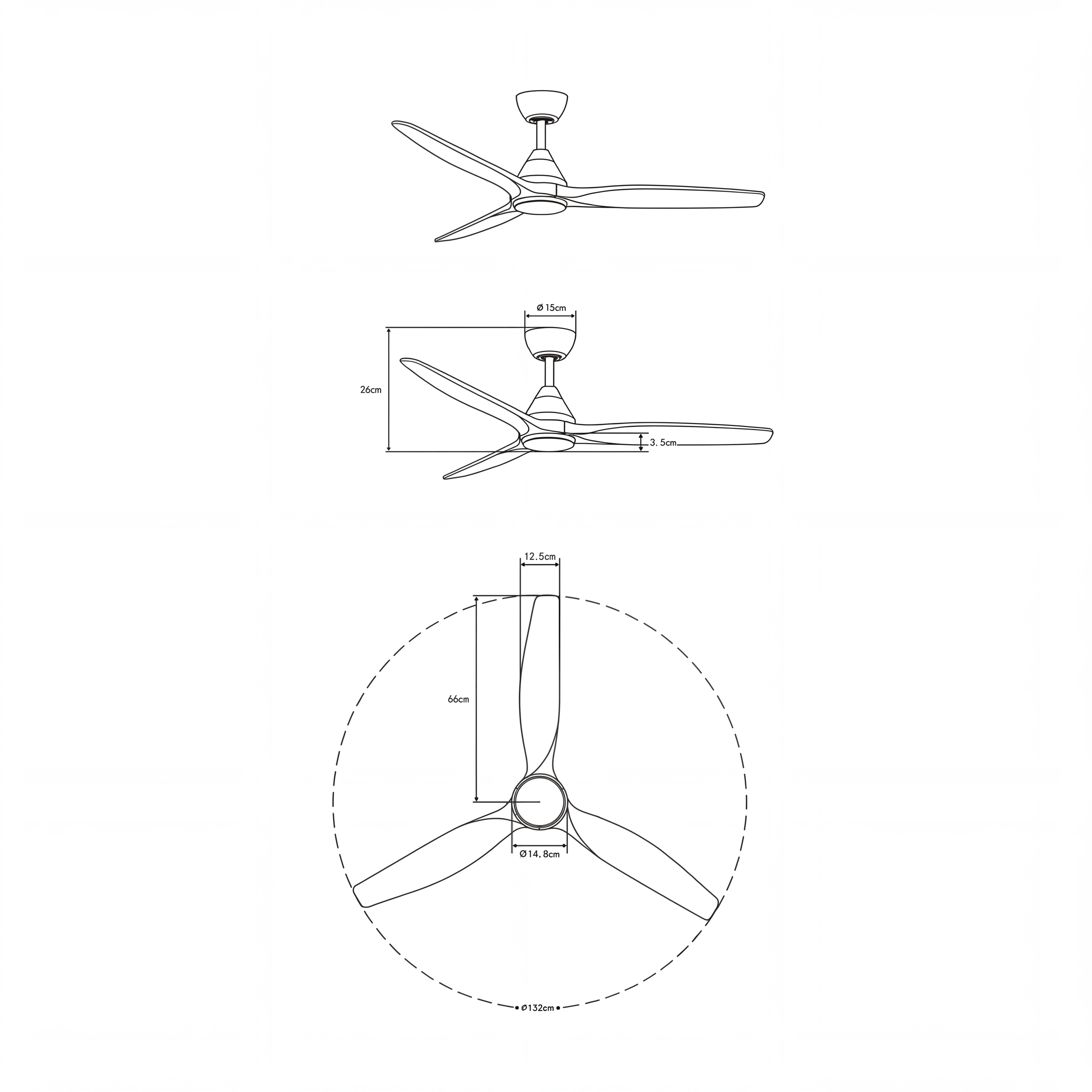 Ventilateur de plafond Dolomiti en bois (132 cm / 112 cm)