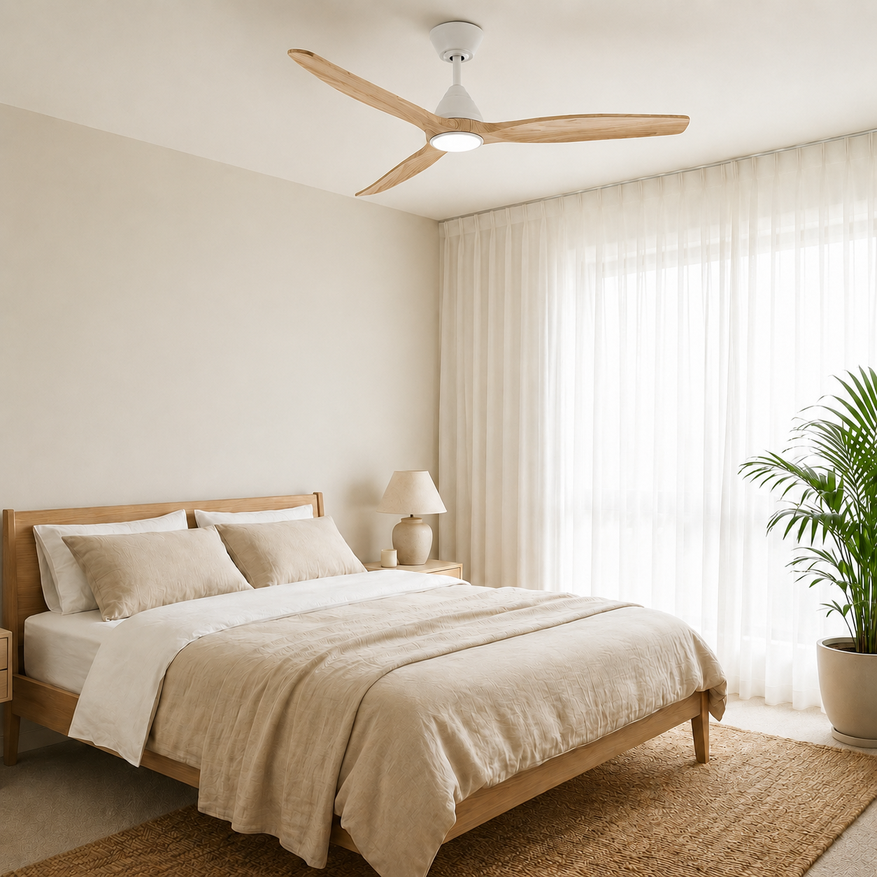 Ventilateur de plafond Dolomiti en bois (132 cm / 112 cm)