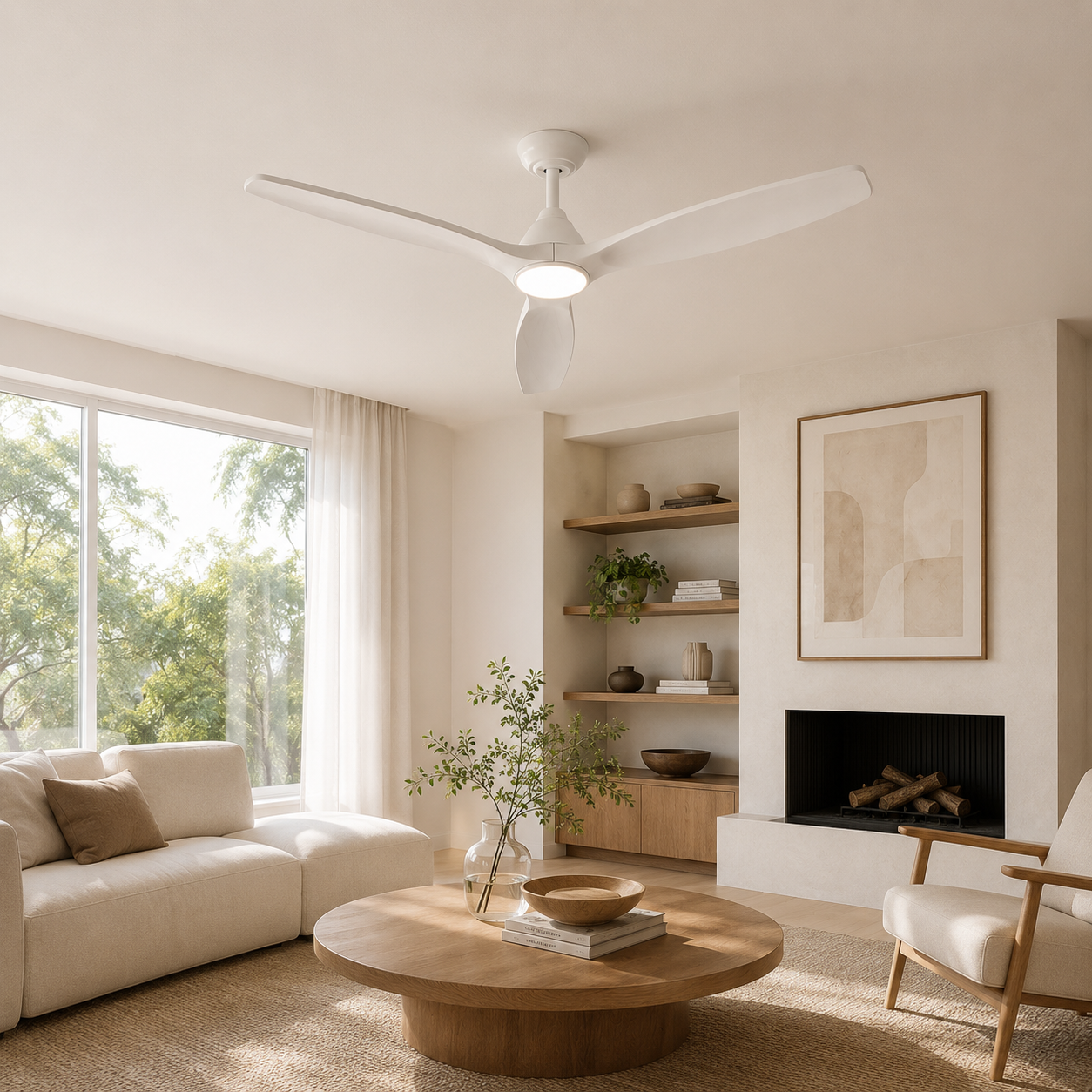 Ventilateur de plafond Dolomiti en bois (132 cm / 112 cm)