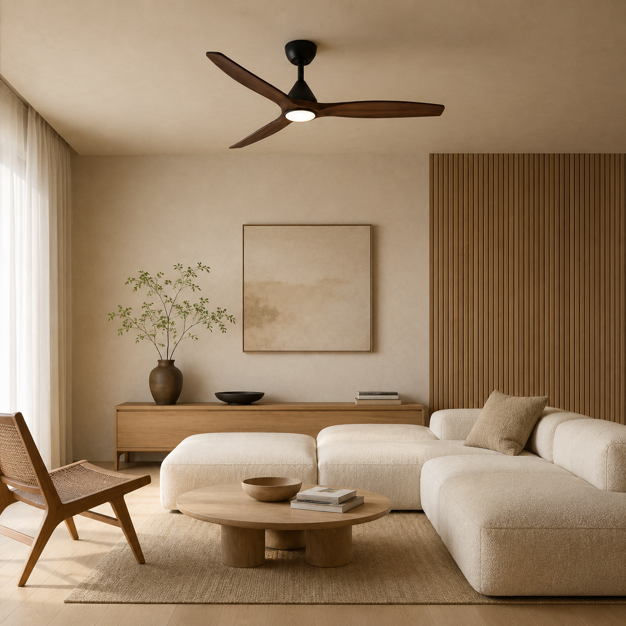 Ventilateur de plafond Dolomiti en bois (132 cm / 112 cm)