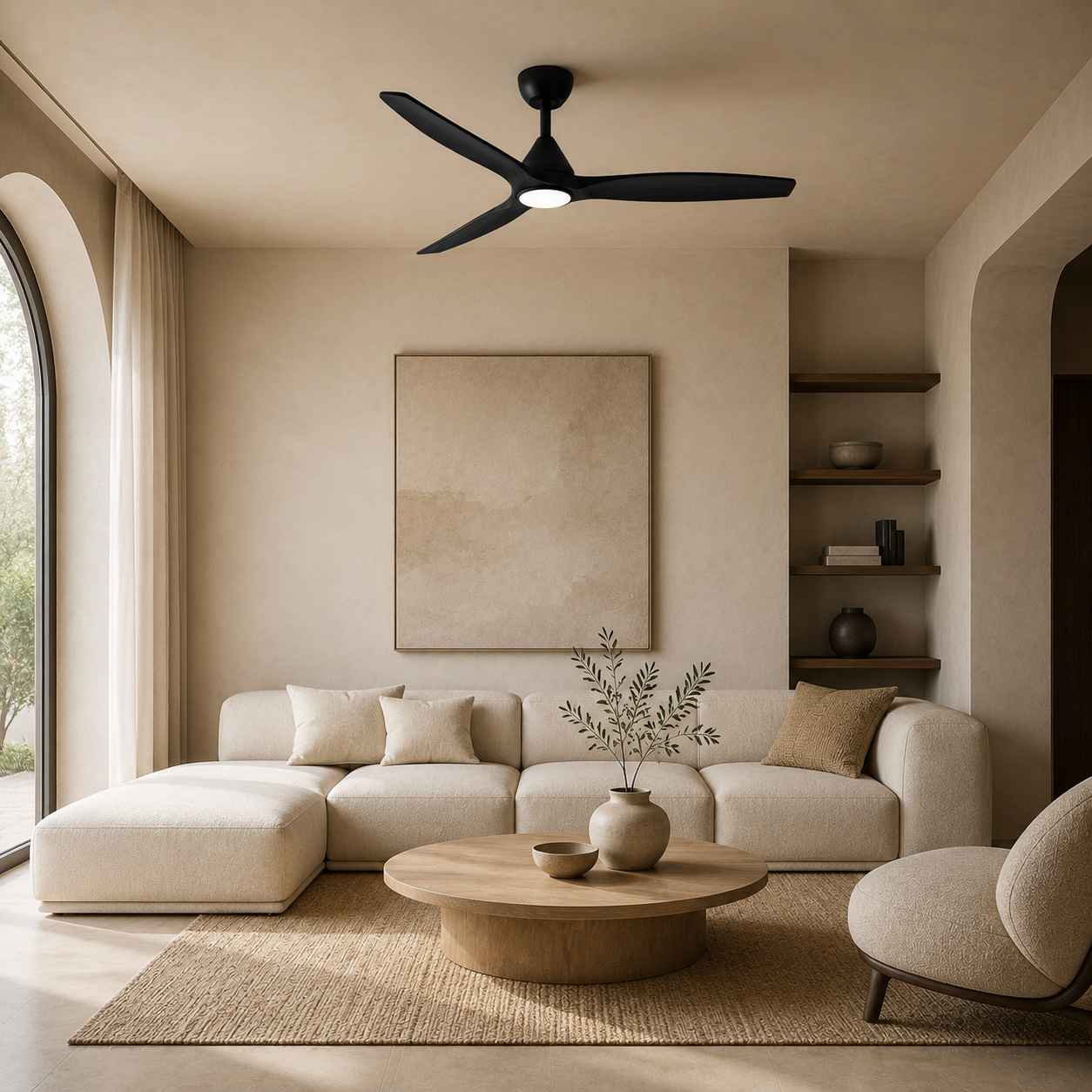Ventilateur de plafond Dolomiti en bois (132 cm / 112 cm)