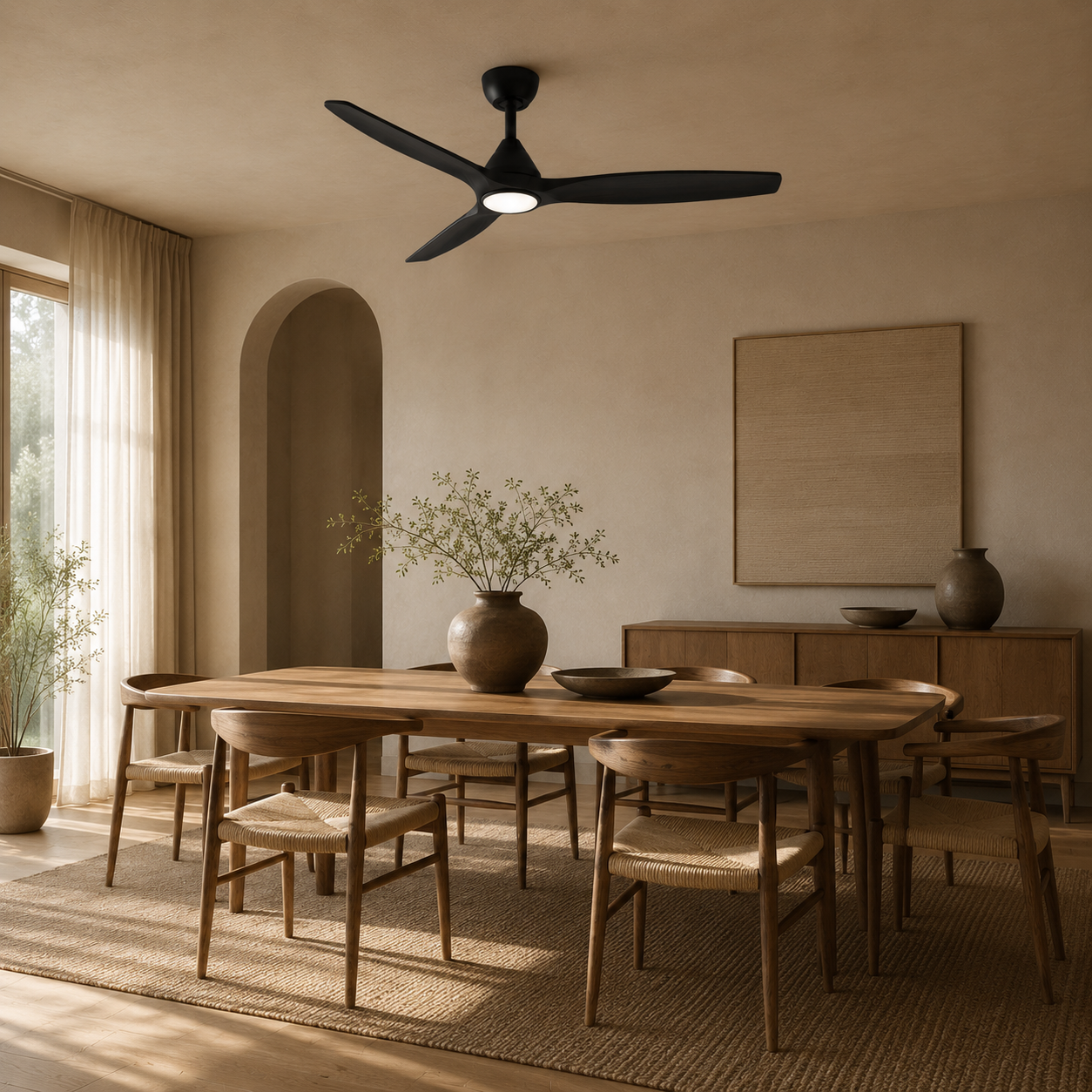 Ventilateur de plafond Dolomiti en bois (132 cm / 112 cm)