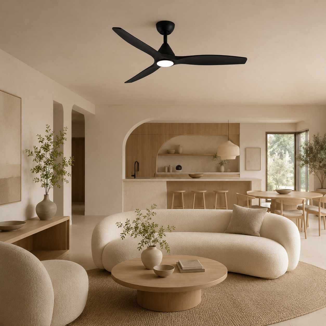 Ventilateur de plafond Dolomiti en bois (132 cm / 112 cm)